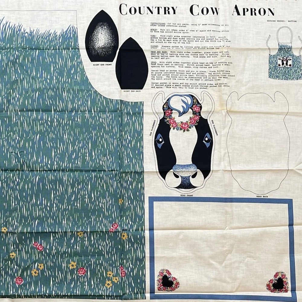 Vintage‎ Country Cow Apron Fabric Panel Springs Industries 6109 Cut N Sew Craft